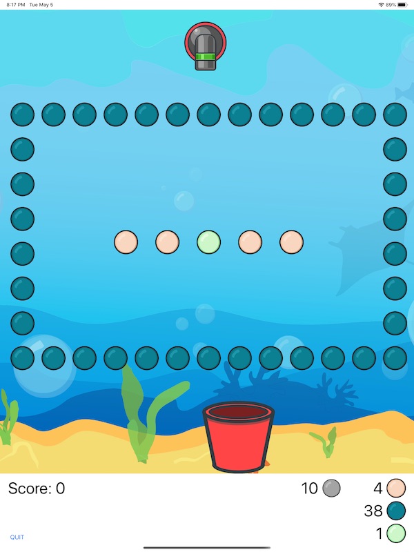 A preloaded level of the Peggle clone